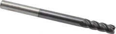 Accupro - 5/16", 4 Flute, Single End, Solid Carbide, 0.02" Corner Radius End Mill - 4" OAL, 40° Helix, Right Hand Flute, 1" LOC, Right Hand Cut - Apex Tool & Supply