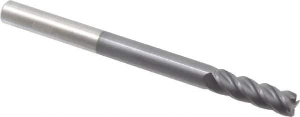 Accupro - 5/16", 4 Flute, Single End, Solid Carbide, 0.03" Corner Radius End Mill - 4" OAL, 40° Helix, Right Hand Flute, 1" LOC, Right Hand Cut - Apex Tool & Supply