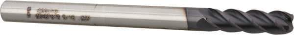 Accupro - 5/16", 4 Flute, Single End, Solid Carbide, 0.06" Corner Radius End Mill - 4" OAL, 40° Helix, Right Hand Flute, 1" LOC, Right Hand Cut - Apex Tool & Supply