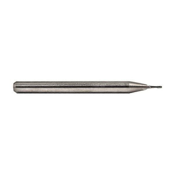 M.A. Ford - 0.3mm, 0.6mm LOC, 3mm Shank Diam, 38mm OAL, 2 Flute, Solid Carbide Square End Mill - Single End, Uncoated, 30° Helix, Centercutting, Right Hand Cut, Right Hand Flute, Series 164 - Apex Tool & Supply