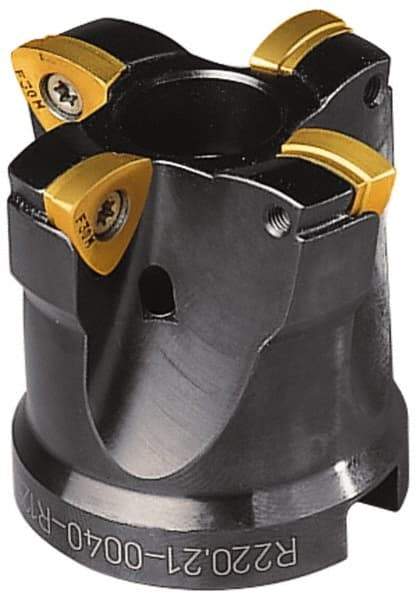 Seco - 1-1/4" Cut Diam, 0.08" Max Depth, 1-1/4" Shank Diam, Cylindrical Shank Indexable High-Feed End Mill - Screw Holding Method, 218.19-160 Insert, R217.21 Toolholder, Through Coolant - Apex Tool & Supply