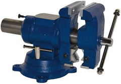 Yost Vises - 5-1/8" Jaw Width x 4, 4-1/2" (V-Jaw) Jaw Opening Capacity, 3-1/2" Throat Depth, Bench & Pipe Combination Vise - 23/32 to 3" Pipe Capacity, Swivel Base, Bolt Down Attachment, Cast Iron - Apex Tool & Supply