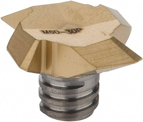 Iscar - MM TRD-M Grade IC528 Carbide End Milling Tip Insert - TiCN/TiN Finish, 4 Flutes, 0.854" Cutting Diam, 0.008" Cnr Rad - Apex Tool & Supply