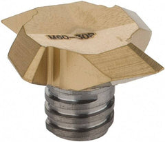 Iscar - MM TRD-M Grade IC528 Carbide End Milling Tip Insert - TiCN/TiN Finish, 4 Flutes, 0.854" Cutting Diam, 0.008" Cnr Rad - Apex Tool & Supply