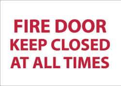 NMC - Fire Door - Keep Closed at All Times, Pressure Sensitive Vinyl Fire Sign - 14" Wide x 10" High, Glow-in-the-Dark - Apex Tool & Supply