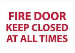 NMC - Fire Door - Keep Closed at All Times, Pressure Sensitive Vinyl Fire Sign - 14" Wide x 10" High, Glow-in-the-Dark - Apex Tool & Supply