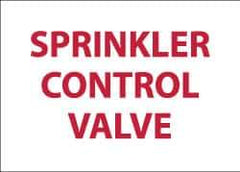 NMC - Sprinkler Control Valve, Pressure Sensitive Vinyl Fire Sign - 14" Wide x 10" High, Glow-in-the-Dark - Apex Tool & Supply