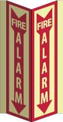 NMC - Fire Alarm, Acrylic Fire Sign - 8-3/4" Wide x 16" High, Glow-in-the-Dark - Apex Tool & Supply