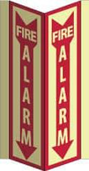 NMC - Fire Alarm, Acrylic Fire Sign - 8-3/4" Wide x 16" High, Glow-in-the-Dark - Apex Tool & Supply