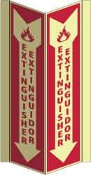 NMC - Extinguisher, Acrylic Fire Sign - 8-3/4" Wide x 16" High, English/Spanish, Glow-in-the-Dark - Apex Tool & Supply