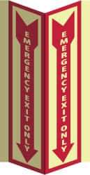 NMC - Emergency Exit Only, Acrylic Exit Sign - 8-3/4" Wide x 16" High, Glow-in-the-Dark - Apex Tool & Supply
