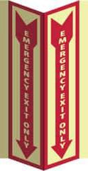 NMC - Emergency Exit Only, Acrylic Exit Sign - 8-3/4" Wide x 16" High, Glow-in-the-Dark - Apex Tool & Supply