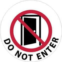 NMC - Do Not Enter, Anti-Skid Pressure-Sensitive Vinyl Floor Sign - Round, Black & Red on White, Adhesive Backed, For Security & Admittance - Apex Tool & Supply