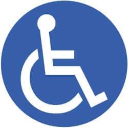 NMC - Anti-Skid Pressure-Sensitive Vinyl Floor Sign - Round, White on Blue, Adhesive Backed, For Restroom, Janitorial & Housekeeping - Apex Tool & Supply