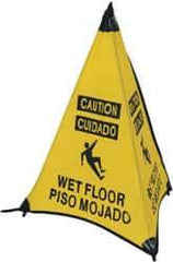 NMC - Caution - Wet Floor, 31" High, Plastic Floor Sign - English/Spanish, POP-UP, Black on Yellow, For Restroom, Janitorial & Housekeeping - Apex Tool & Supply