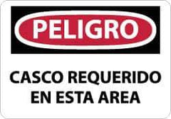 NMC - "Peligro - Casco Requerido en Esta Area", 10" Long x 14" Wide, Aluminum Safety Sign - Rectangle, 0.04" Thick, Use for Accident Prevention - Apex Tool & Supply