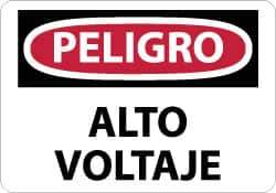 NMC - "Peligro - Alto Voltaje", 10" Long x 14" Wide, Aluminum Safety Sign - Rectangle, 0.04" Thick, Use for Workplace/Safety - Apex Tool & Supply