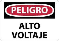 NMC - "Peligro - Alto Voltaje", 10" Long x 14" Wide, Aluminum Safety Sign - Rectangle, 0.04" Thick, Use for Workplace/Safety - Apex Tool & Supply