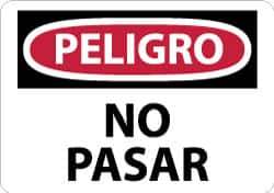 NMC - "Peligro - No Pasar", 10" Long x 14" Wide, Aluminum Safety Sign - Rectangle, 0.04" Thick, Use for Security & Admittance - Apex Tool & Supply