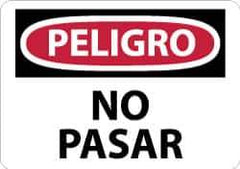 NMC - "Peligro - No Pasar", 10" Long x 14" Wide, Aluminum Safety Sign - Rectangle, 0.04" Thick, Use for Security & Admittance - Apex Tool & Supply