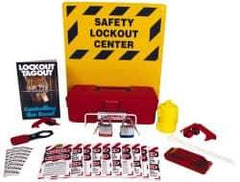 NMC - 1 Piece, Empty Tag and Padlock / Hasp Station - 14 Inch Wide x 16 Inch High, Black on Yellow - Apex Tool & Supply