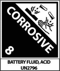 NMC - Corrosive 8 Battery Fluid, Acid Un2796 Shipping Label - 4-3/4" High x 4" Wide - Apex Tool & Supply