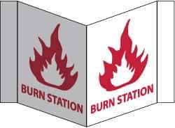 NMC - "Burn Station", 8" Long x 14-1/2" Wide, Rigid Plastic Safety Sign - Rectangle, 0.125" Thick, Use for First Aid - Apex Tool & Supply