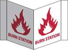 NMC - "Burn Station", 8" Long x 14-1/2" Wide, Rigid Plastic Safety Sign - Rectangle, 0.125" Thick, Use for First Aid - Apex Tool & Supply