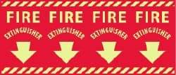 NMC - Fire Extinguisher, Pressure Sensitive Vinyl Fire Sign - 24" Wide x 12" High, Glow-in-the-Dark - Apex Tool & Supply