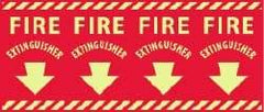 NMC - Fire Extinguisher, Pressure Sensitive Vinyl Fire Sign - 24" Wide x 12" High, Glow-in-the-Dark - Apex Tool & Supply
