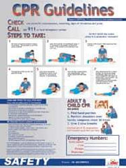 NMC - 18" Wide x 24" High Laminated Paper CPR Information Poster - English - Apex Tool & Supply