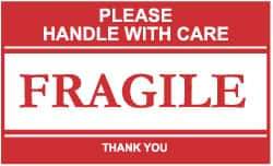 NMC - Please Handle with Care - Fragile - Thank You Shipping Label - 2-1/2" High x 4" Wide - Apex Tool & Supply