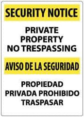 NMC - "Security Notice - Private Property - No Trespassing", 20" Long x 14" Wide, Rigid Plastic Safety Sign - Rectangle, 0.04" Thick, Use for Security & Admittance - Apex Tool & Supply