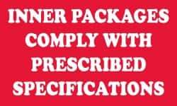 NMC - Inner Packages Comply with Prescribed Specifications DOT Shipping Label - 3" High x 5" Wide - Apex Tool & Supply
