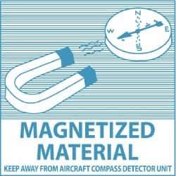 NMC - Magnetized Material - Keep Away From Aircraft Compass Detector Unit DOT Shipping Label - 4" High x 4" Wide - Apex Tool & Supply