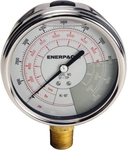 Enerpac - Hydraulic Pressure Gages & Adapters Type: Liquid-Filled Gauge Pressure Rating: 0 - 10000 - Apex Tool & Supply