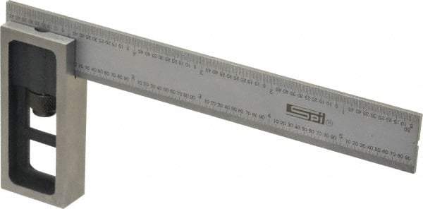 SPI - 6 Inch Long, 16R Double Square - 1/100, 1/64, 1/50 and 1/32 Inch Graduation, Hardened Steel - Apex Tool & Supply