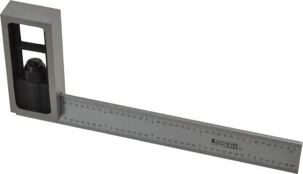 SPI - 6 Inch Long, English and Metric Double Square - 1/64 and 1/32 Inch Graduation, 0.5 and 1mm Graduation, Hardened Steel - Apex Tool & Supply