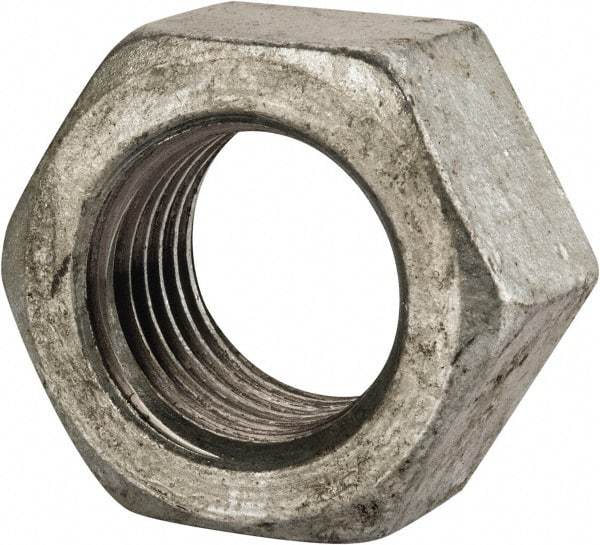 Value Collection - 1-1/4 - 7 UNC Steel Right Hand Hex Nut - 1-7/8" Across Flats, 1-1/16" High, Hot Dipped Galvanized Finish - Apex Tool & Supply