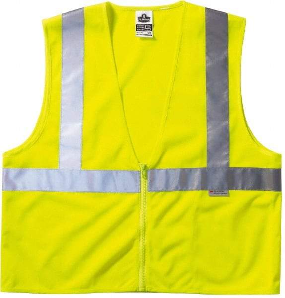 Ergodyne - Size S/M High Visibility Lime Mesh General Purpose Vest - 36 to 44" Chest, ANSI/ISEA 107, Zipper Closure, 3 Pockets, Polyester - Apex Tool & Supply