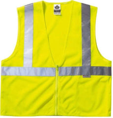 Ergodyne - Size S/M High Visibility Lime Mesh General Purpose Vest - 36 to 44" Chest, ANSI/ISEA 107, Zipper Closure, 3 Pockets, Polyester - Apex Tool & Supply