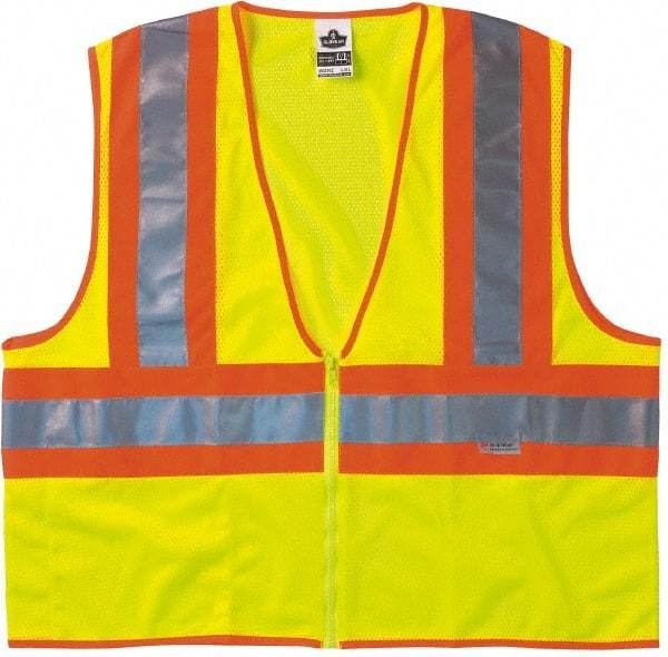 Ergodyne - Size S/M High Visibility Lime Mesh General Purpose Vest - 36 to 44" Chest, ANSI/ISEA 107, Zipper Closure, 1 Pocket, Polyester - Apex Tool & Supply