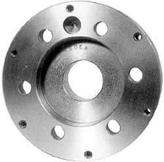 Buck Chuck Company - Adapter Back Plate for 10" Diam Self Centering Lathe Chucks - A1/A2-8 Mount, 3.03" Through Hole Diam, 6.344mm ID, 8.03" OD, 1.032" Flange Height, Steel - Apex Tool & Supply