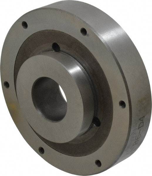 Buck Chuck Company - Adapter Back Plate for 6" Diam Self Centering Lathe Chucks - D1-4 Mount, 1-1/2" Through Hole Diam, 3.109mm ID, 5.88" OD, 1.166" Flange Height, Steel - Apex Tool & Supply