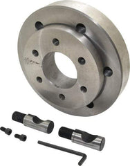 Buck Chuck Company - Adapter Back Plate for 10" Diam Self Centering Lathe Chucks - D1-8 Mount, 3.03" Through Hole Diam, 6.344mm ID, 8.03" OD, 1.566" Flange Height, Steel - Apex Tool & Supply