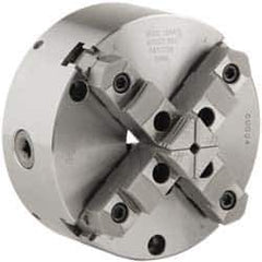 Buck Chuck Company - 4 Jaws, 8" Diam, Self Centering Manual Lathe Chuck - Front Mount, Adjustable, Reversible, 4,000 Max RPM, 2.37" Through Hole Diam, Forged Steel - Apex Tool & Supply