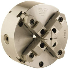 Buck Chuck Company - 4 Jaws, 6" Diam, Self Centering Manual Lathe Chuck - Front Mount, Adjustable, Reversible, 4,600 Max RPM, 1.78" Through Hole Diam, Forged Steel - Apex Tool & Supply