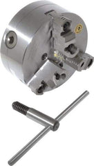 Bison - 3 Jaws, 6" Diam, Self Centering Manual Lathe Chuck - D1-4 Mount Spindle, Reversible, 4,500 Max RPM, 1.6535" Through Hole Diam, 0.0008" Axial Runout, 0.0012" Radial Runout, Forged Steel - Apex Tool & Supply