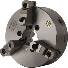 Bison - 3 Jaws, 8" Diam, Self Centering Manual Lathe Chuck - D1-6 Mount Spindle, Reversible, 4,000 Max RPM, 2.1653" Through Hole Diam, 0.001" Axial Runout, 0.0016" Radial Runout, Forged Steel - Apex Tool & Supply