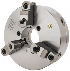 Bison - 3 Jaws, 10" Diam, Self Centering Manual Lathe Chuck - D1-8 Mount Spindle, Reversible, 3,500 Max RPM, 2.9921" Through Hole Diam, 0.001" Axial Runout, 0.0016" Radial Runout, Forged Steel - Apex Tool & Supply